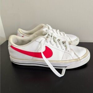 Nike White Sneakers with Bold Pink Swoosh
